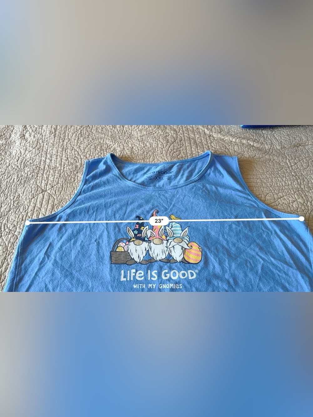 Life Is Good With My Gnomies Women's Blue Gnome Graphic Crusher Tank Top XXL - Picture 8 of 9